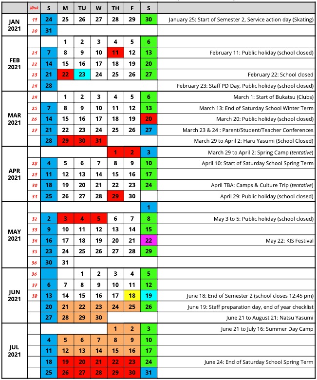 Calendar - Kyoto International School